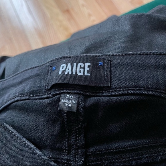 PAIGE Denim Black Fog Luxe Coating Verdugo Ankle Skinny Jeans EUC Size 26 - Picture 6 of 9